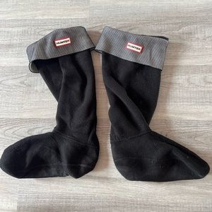 Hunter Boot Tall Socks Black fleece with white stripes for rain boots women 8-10